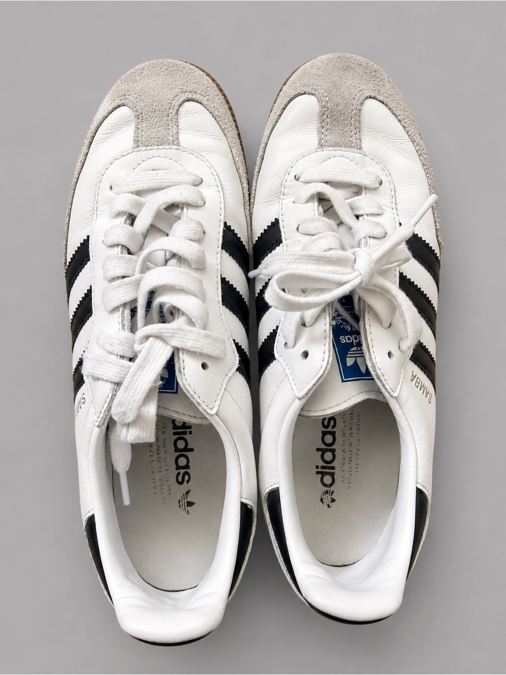 adidas White and Black Samba Sneakers with Gum Sole - Picture 2 of 4
